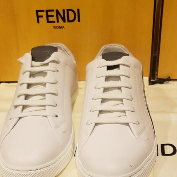 Fendi FF Logo Leather Sneakers White main image 9